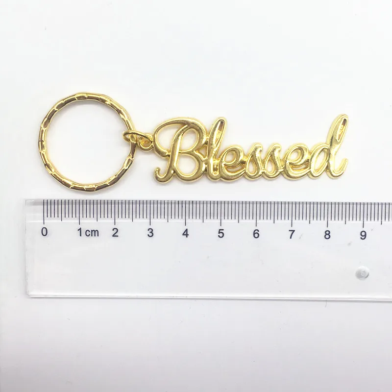 50pcs/Lot  DIY Party Baby Shower Back Gifts for Guests First Birthday Party Return Souvenir Blessed Key Holder Keychain