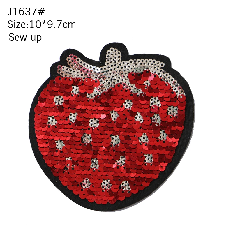 Cute Sequin Cherry Watermelon Strawberry Pineapple Apple Fruit Embroidery Patch Baby Children\'s Clothes Ironing Decal Badge