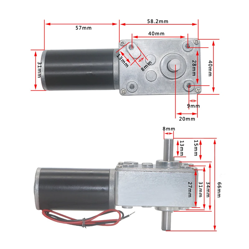 Imagem -06 - Motor sem Fim 5831zy com Engrenagem Turbo 12v 24v Eixo Duplo Caixa de Engrenagens Elétrica com Travamento Automático 12rpm a 470rpm cw Ccw