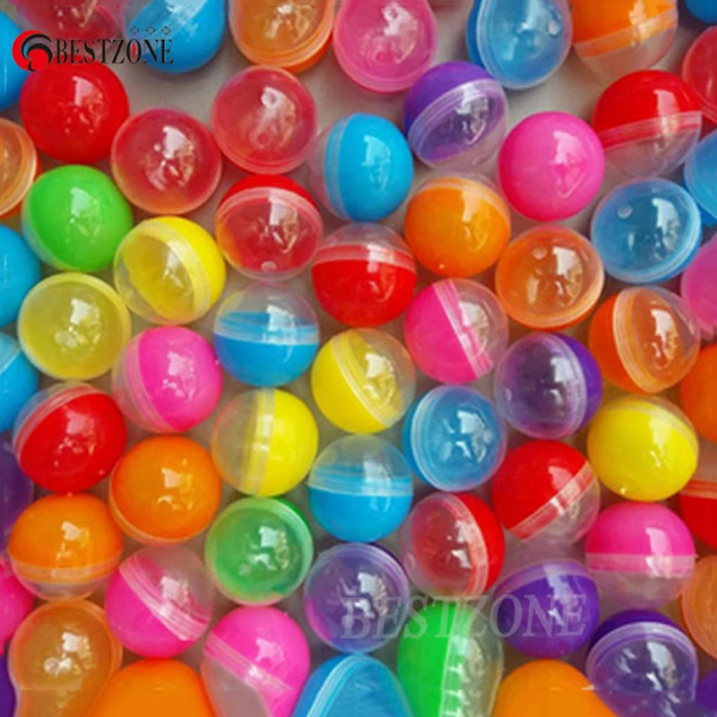 100Pcs/Lot 32MM Plastic Empty Toy Vending Capsules Half Clear Half Color Round Surprise Ball 1-1/4" Children For Vending Machine