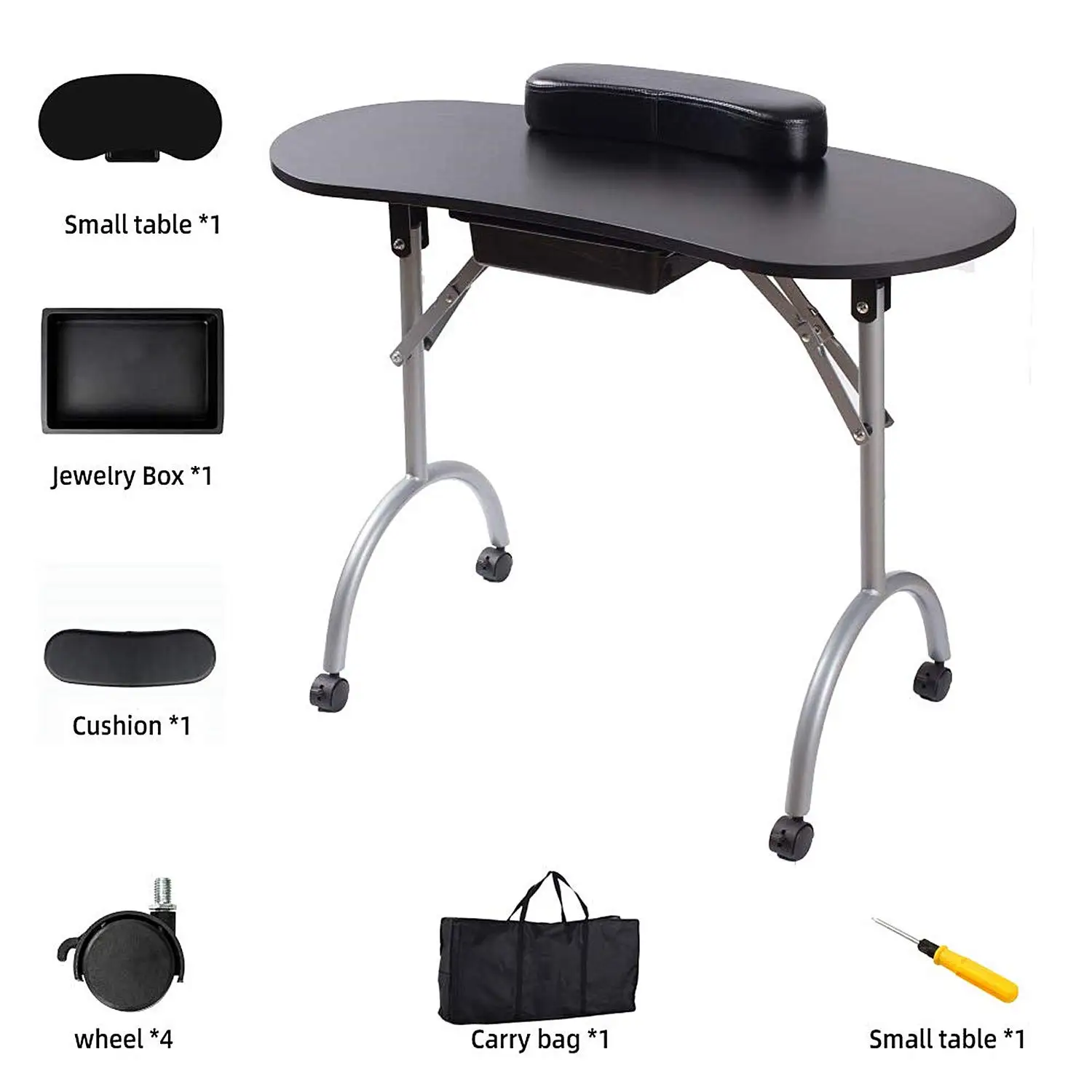 Foldable Professional Nail Desk Hand Stand for Nails Art Manicurist Tattoo Salon Station Furniture with Storage Manicure Table