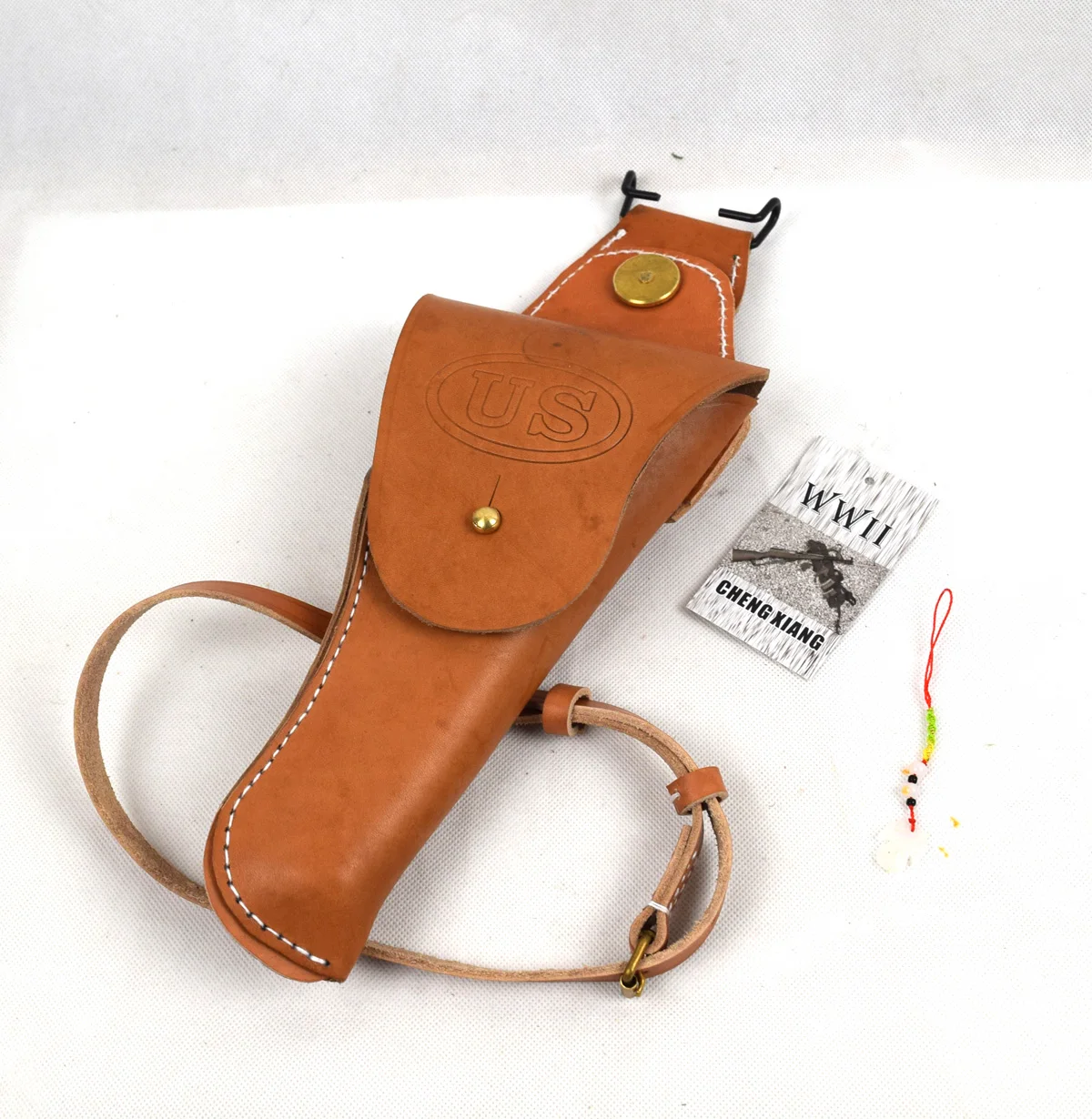 Reenactment US Colt M1911 Cavalry Brown With Strap Leather Pistol Holster Replica 　