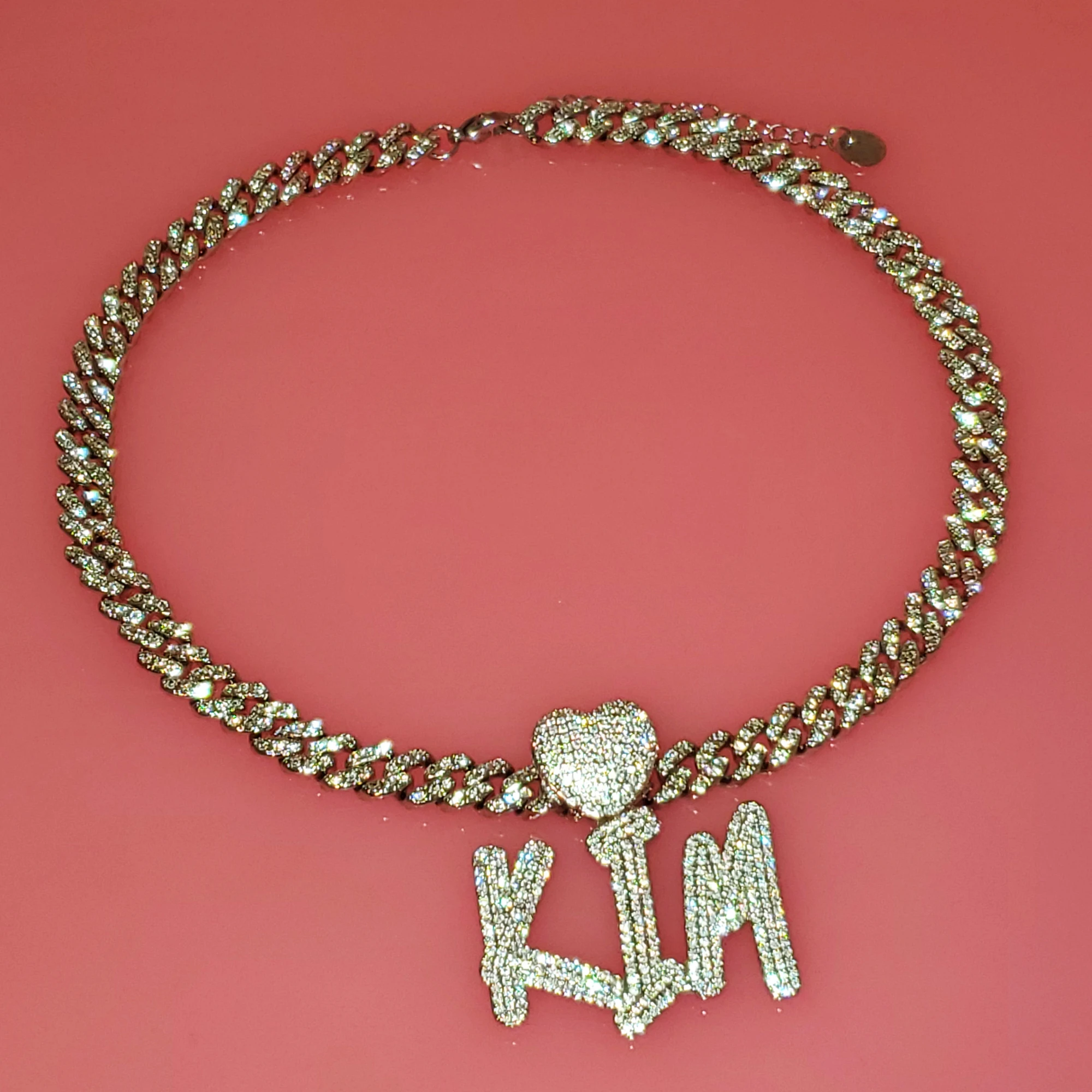 Imagem -06 - Colar Pingente com Letras Iniciais Personalizadas Nome Personalizado Corrente com Zircônia Diamante Placa de Identificação com Corrente Cubana