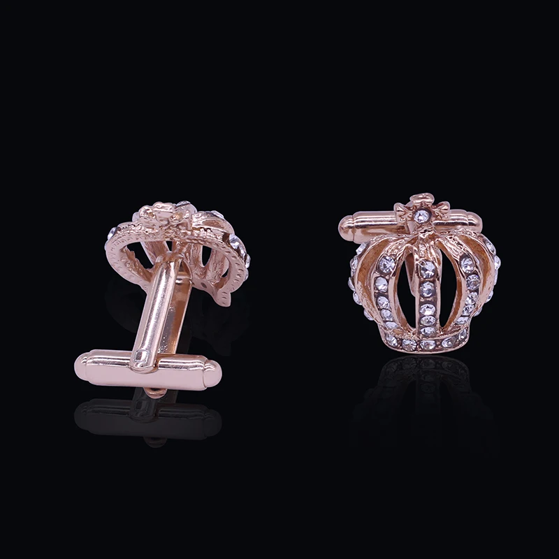 

Fashion High-end Electroplating Inlaid Rhinestone Crown Cufflinks Men And Women Wedding Gift Suits With Christmas Jewelry Gifts