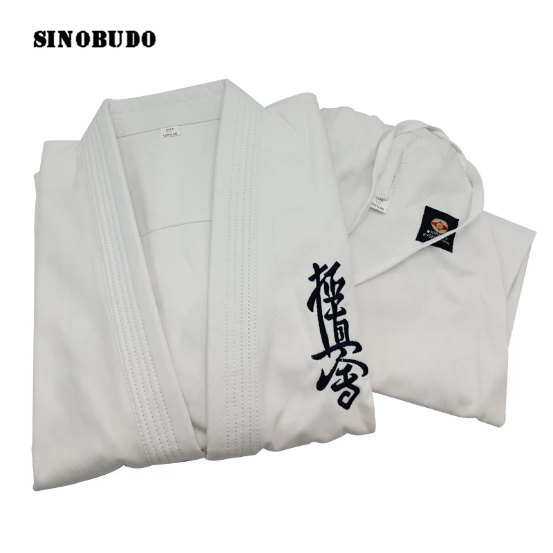 High-Quality Kyokushinkai Dobok 12oz 100% Cotton dogi Canvas Karate Uniform Kimono Gi Cloth Free White Belt For Kids Adult