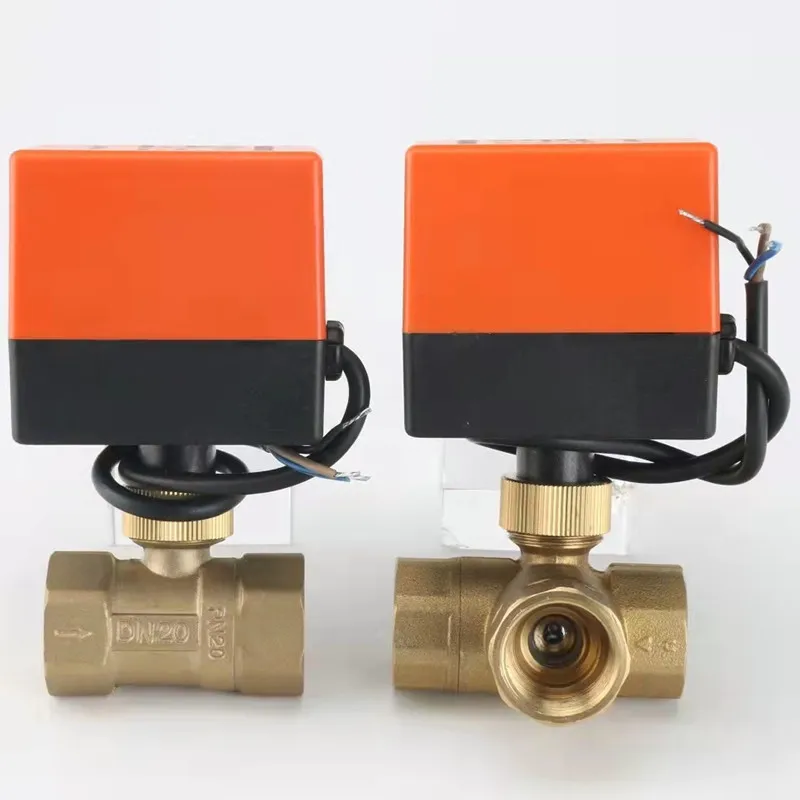 DN15 / DN20 / DN25 motorized electric 2-way brass ball valve DN20 AC 220V 2 way 3 wire -with actuator cable for gas water oil