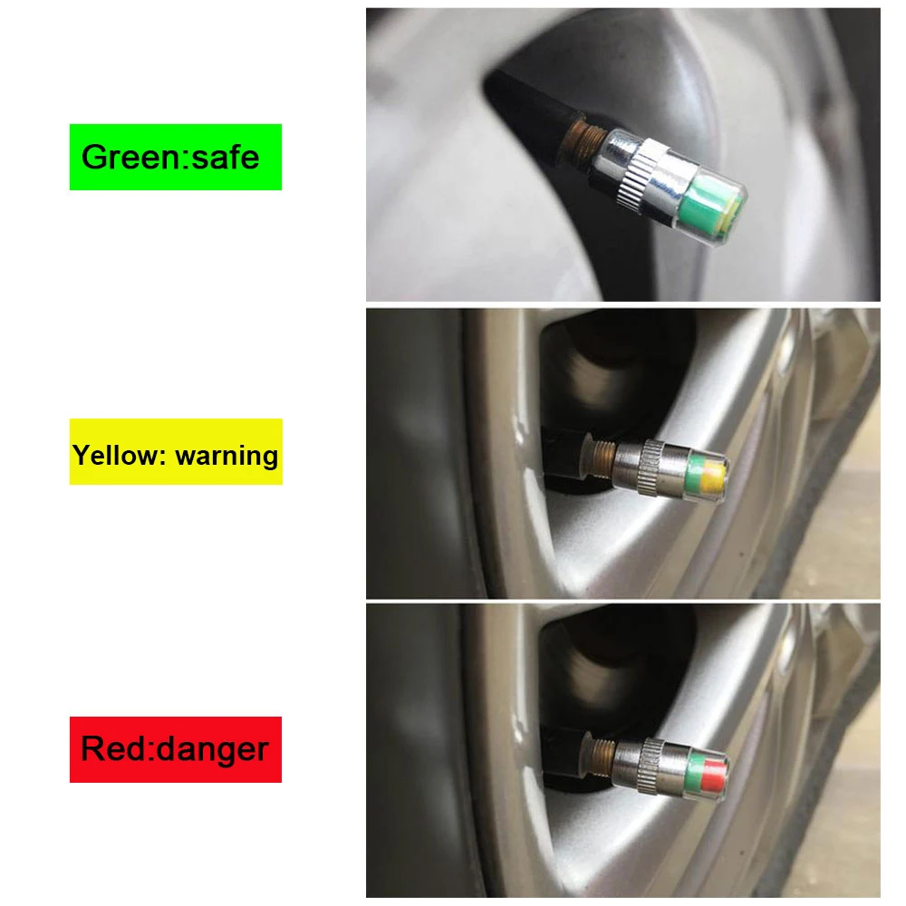 2.5 Bar Air Alert Tire Valve Cap Pressure Monitor Gauge Sensor Indicator Alert Monitoring Tools 4pcs/Lot Brass Core Anti-theft