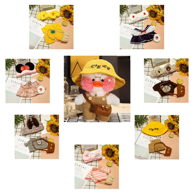 Clothes For Duck 30cm Lalafanfan Duck Accessories Clothes Cute Plush Duck Clothes Headband Bag Set Plush Toys Kids Girls Gifts