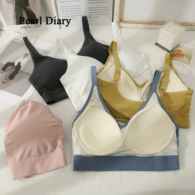 

Pearl Diary Korean Style Wear Outside Sport Fixed Cup Woman Clothes New Style Solid Color Condole Belt Top Women