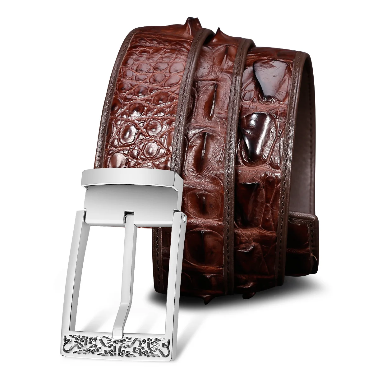 

crocoskin men's leather pin buckle belt men's fashion vintage pin buckle belt for men designer belts for jeans pants 6132