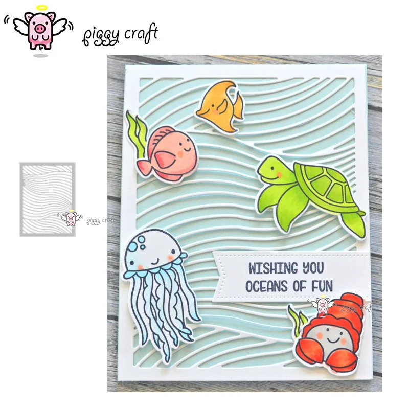 Piggy Craft metal cutting dies cut die mold Wavy line frame Scrapbook paper craft knife mould blade punch stencils dies