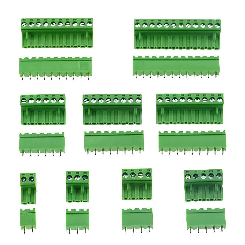 10pcs /lots 5.08MM Pitch PCB Pluggable Terminal Block Connector 2/3/4/5/6/7/8/9/10P Right Angle KF2EDGK  Pin Copper Universal Sc