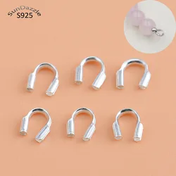 Genuine Real Pure Solid 925 Sterling Silver U Shape Clasps Connector Wire Protector Wire Guard End Buckle DIY Jewelry Making