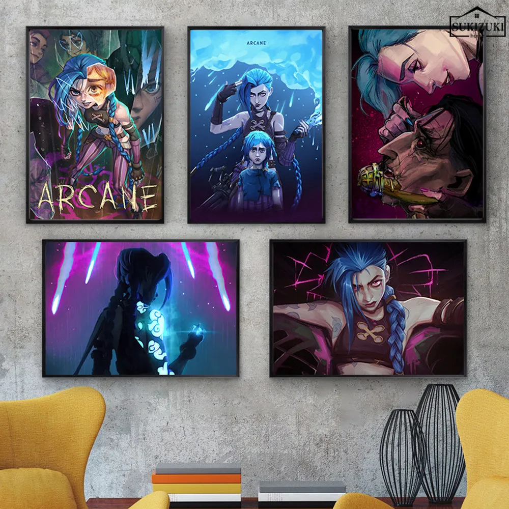 Arcane Series Animation League Legends Jinx Vi Canvas Painting Poster Decorative Design Creativity Wall