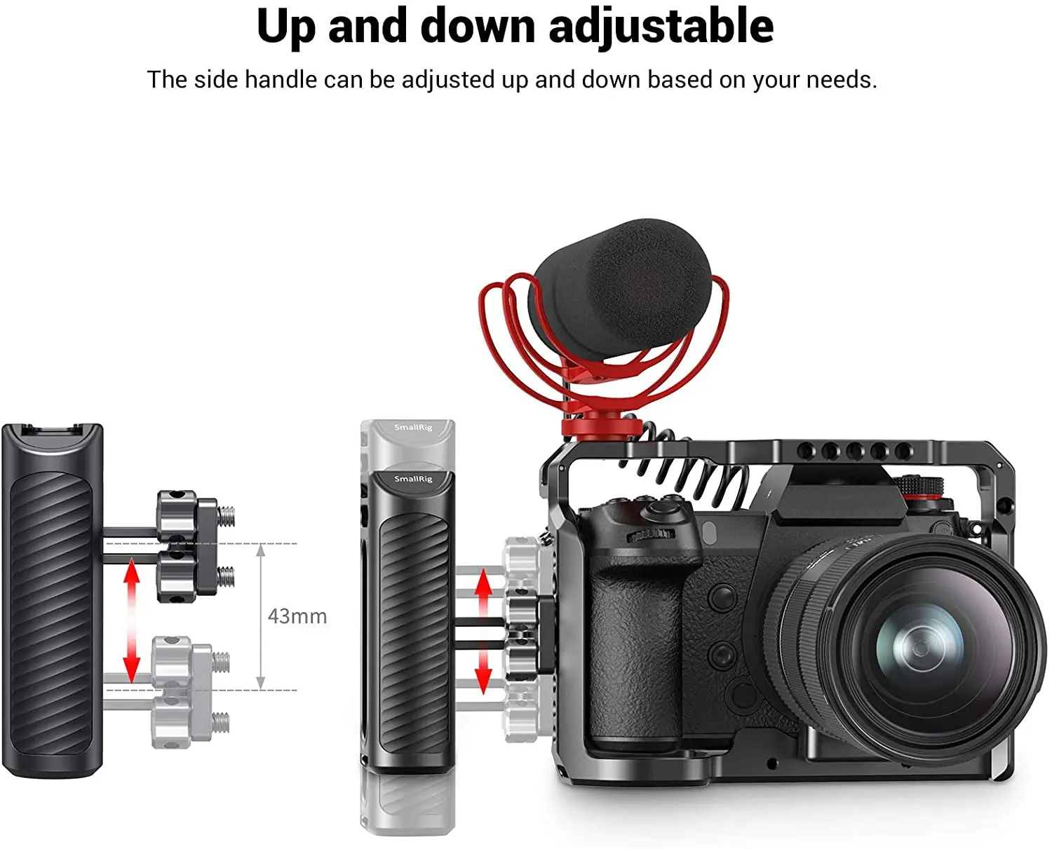 SmallRig алюминиевая универсальная Боковая ручка для камеры с холодным башмаком и отверстиями для резьбы 1/4 дюйма с расстоянием 18 мм сбоку 2425