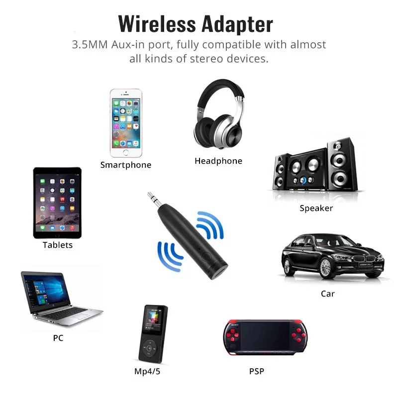 3.5MM Jack Wireless Bluetooth-compatible 5.0 Receiver Aux Handsfree Stereo Audio Adapter Receiver For Car Headphone Speaker