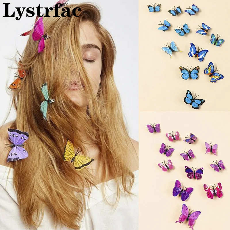 Lystrfac12Pcs Fashion Cute Butterfly Hair Clips for Women Girls Head Top Clip Hairpin Hairgrips Decoration Hair Accessories