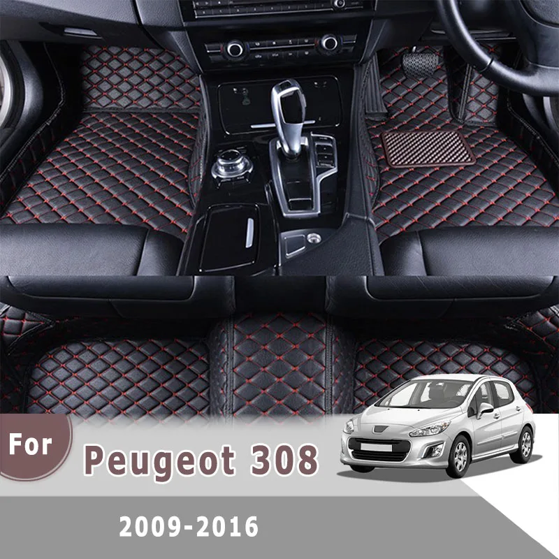 

Автомобильные коврики RHD для Peugeot 308 2016 2015 2014 2013 2012 2011 2010 2009, кожаный ковер, автомобильные аксессуары для стайлинга на заказ, коврики