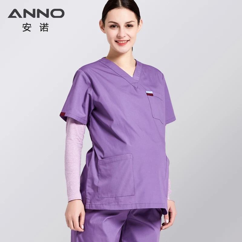 ANNO Maternity Work wear Loose Pregnant Woman Nurse Uniforms Hospital Clothing Female Adjustable Waist Scrubs Set