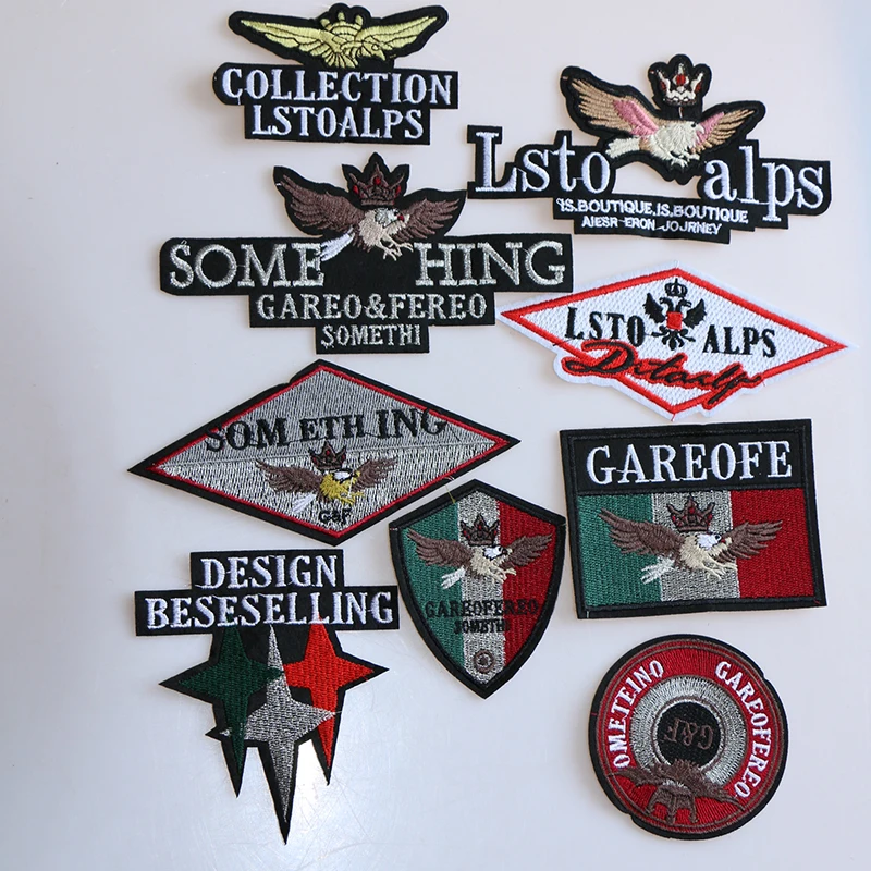 Green Silver Red Strip with Eagle Medal Icon Iron on Patches for Clothing DIY Stripes Clothes Custom Badges on the Bacckpack