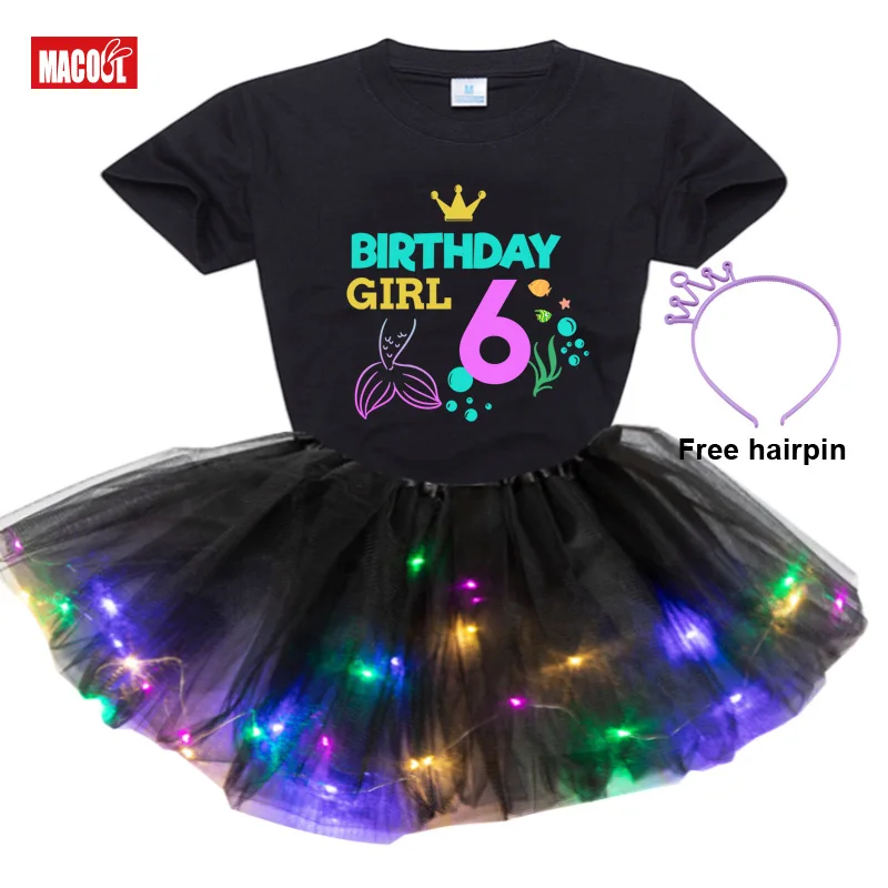 Girl Birthday Tutu Dress Sets Party Gift  5st Personalized Custom Name Number Summer Clothes Children Suit Kids Outfit Clothing