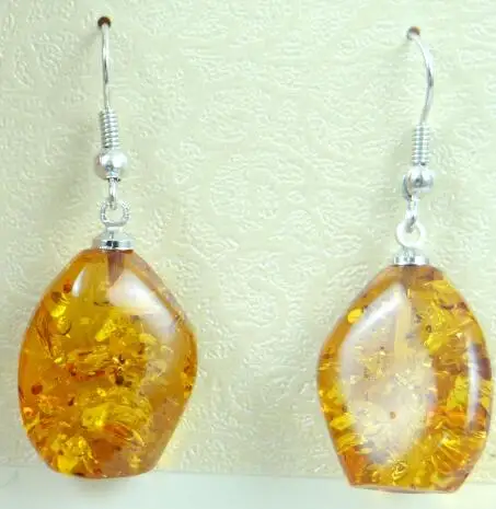 fashion Natural  Precious Modernist TEARDROP GOLDEN HONEY Amber Water droplets earring pendant Jewelry making earring A15