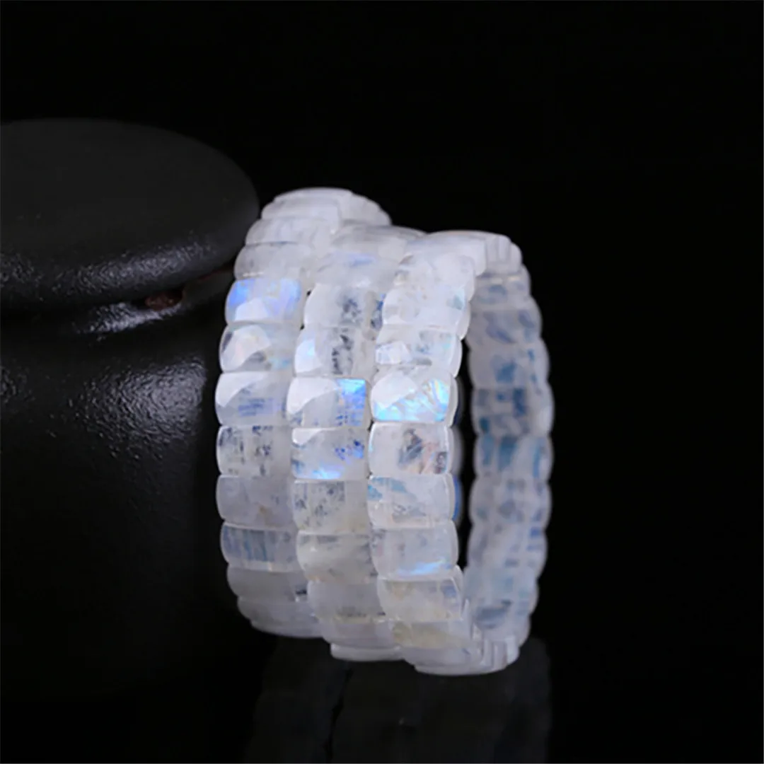 

9mm Natural Blue Light Moonstone Bracelet Jewelry For Women Lady Man Gift Stretch Crystal Love Beads Stone Strand AAAAA