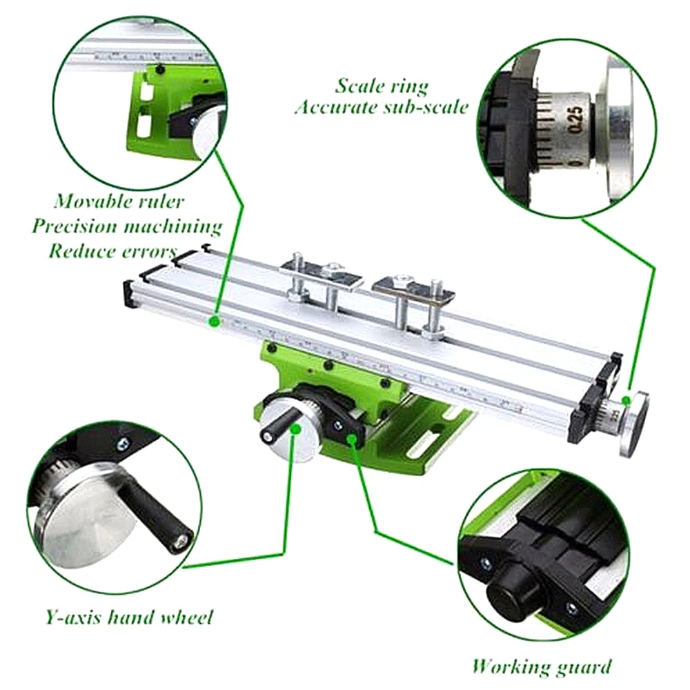 Mini máquina de perfuração de precisão de broca multi-função máquina de fresa de madeira bancada furadeira torno fixação mesa de trabalho x y-axis