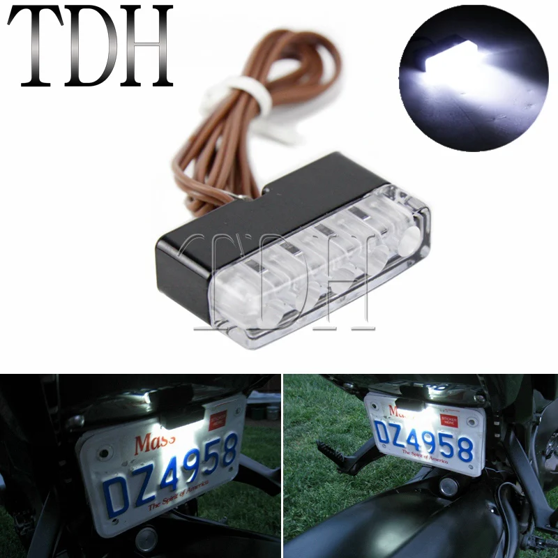 1 Piece Universal Led Turn Signals Indicators License Plate Rear Tag Light Motorcycle Streetbike White LED Number Plate Light