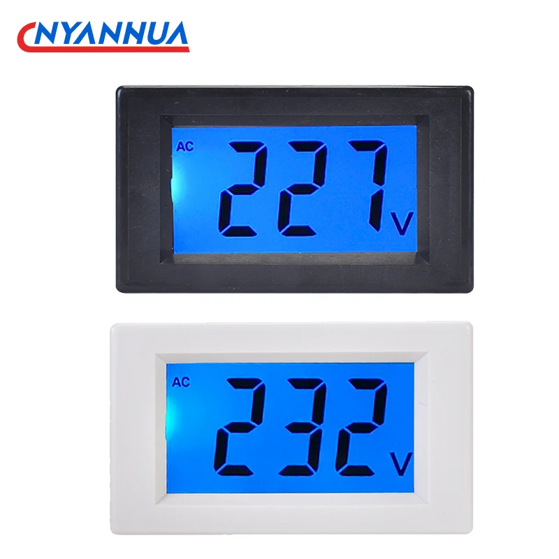 Voltmeter Digital LCD Display AC80-500V Blue Screen Black Font Measuring Instrument Tool Black White