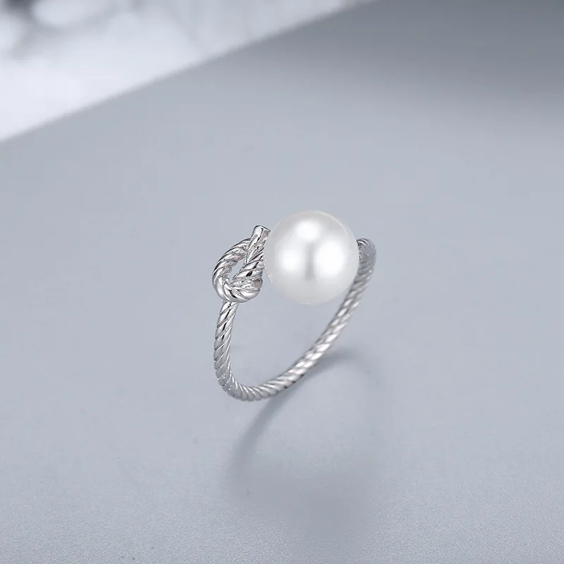 

S925 Sterling Silver Ring settings female DIY accessories twist freshwater pearl open ring mountings manufacturer AMSSRM001