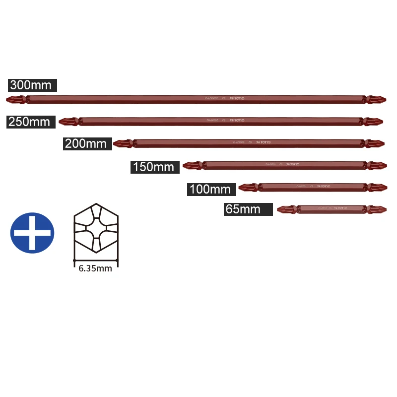 LAOA S2 Alloy Steel  Electric screwdriver Bit 65mm 100mm 150mm 200mm 250mm Phillips PH2 Double screwdriver Bits