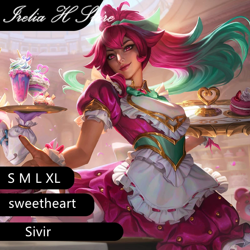 {STOCK} Irelia H Store Game LOL Cosplays Cafe Cutie Sivir Cosplay Costume Sivir New skin Lovely Maid dress female