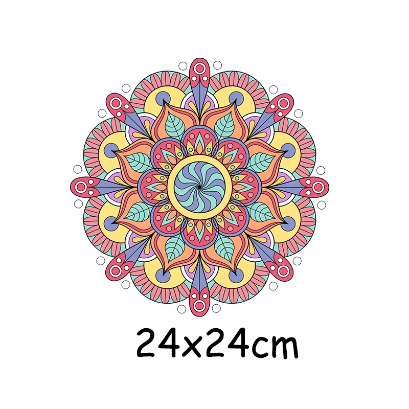 Iron On Patches Mandala Flowers Stripes Thermal Stickers On Clothes Heat Transfer Fusible Heat Transfer Vinyl Custom Patch