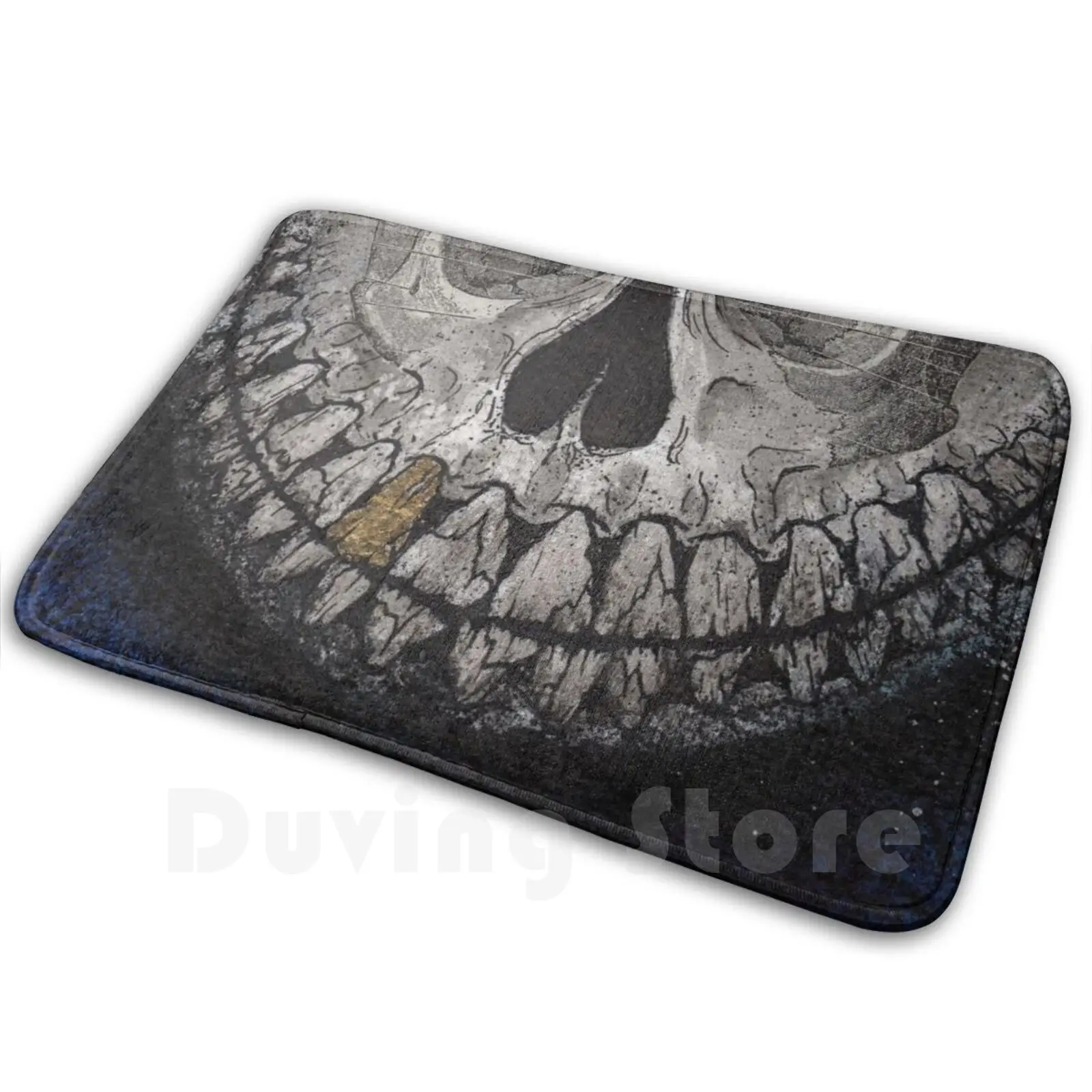 Cranial Carpet Mat Rug Cushion Soft Non-Slip Skull Moon Planet Space Ink Smile Grin Collage