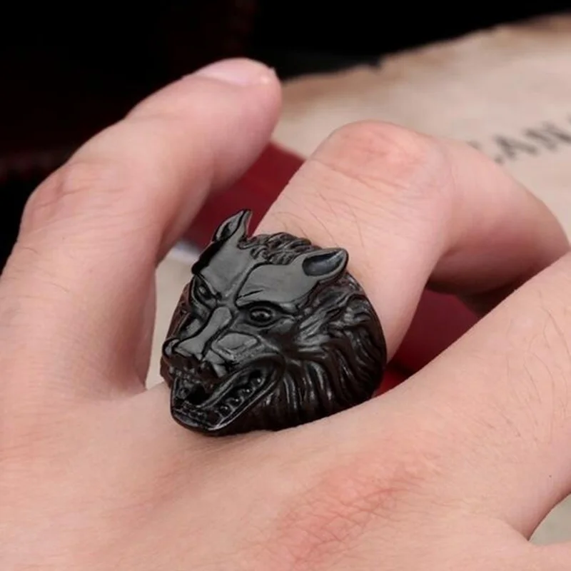 2024 Vintage Wolf Head Rings For Men Jewelry Accessories Punk Stainless Steel Rock Biker Rings Wholesale