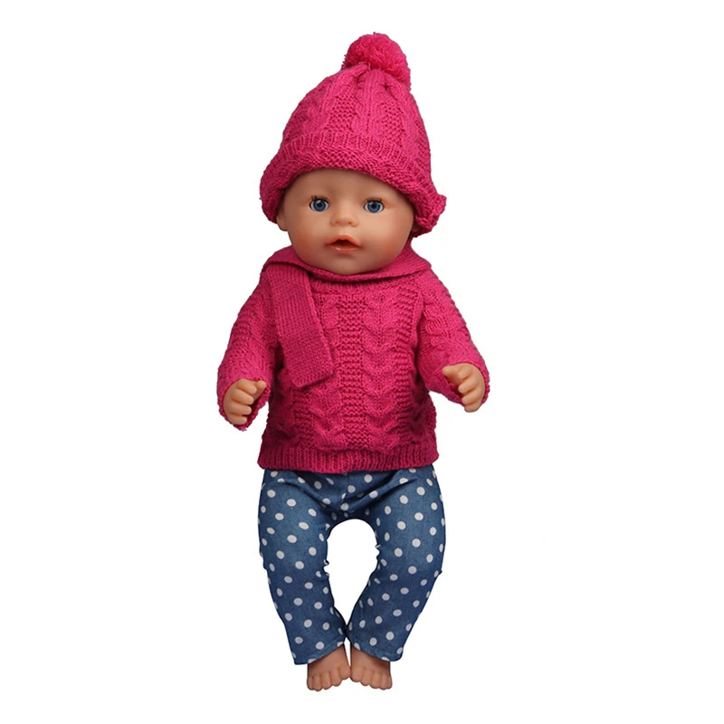 Kleidung für Baby Geboren 43 cm Puppe Outfits18 Zoll Pullover Anzug Hut Schal Handschuhe Reborn Zubehör Mädchen Geburtstag Festival Geschenke