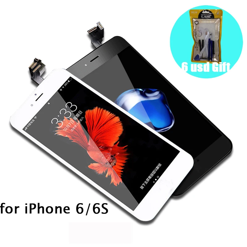 [6 USD GIFT] for iPhone 6 6S LCD Screen Replacement for Apple iPhone6 for iPhone6S Black White on the 6 6S with Repair Tool крышка stellarway case with magsafe для apple iphone 15 силикон синий