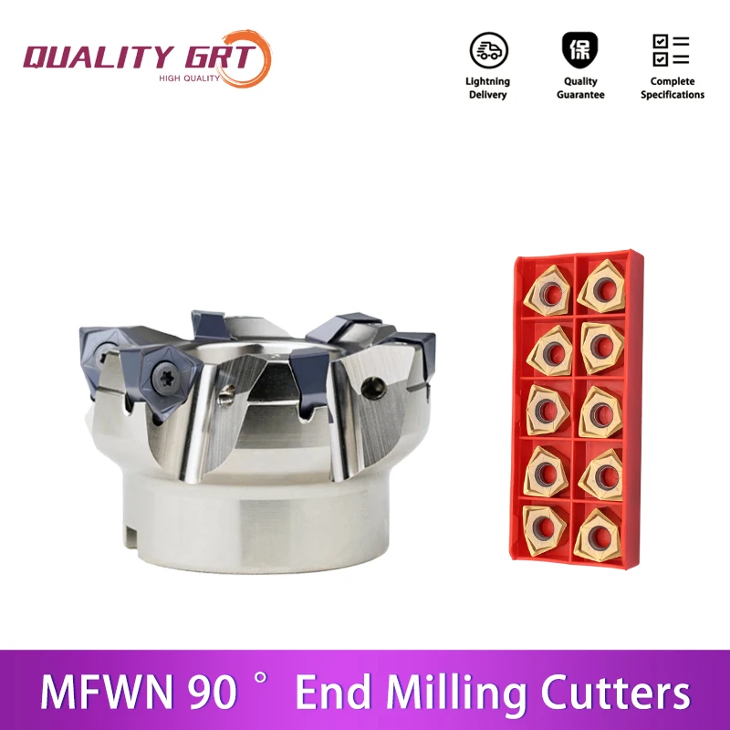 Q.Grt 90 degree MFWN90050R/063R/080R/100R double-sided hexagonal plane heavy cutting milling cutter disk with WNMU08 blade