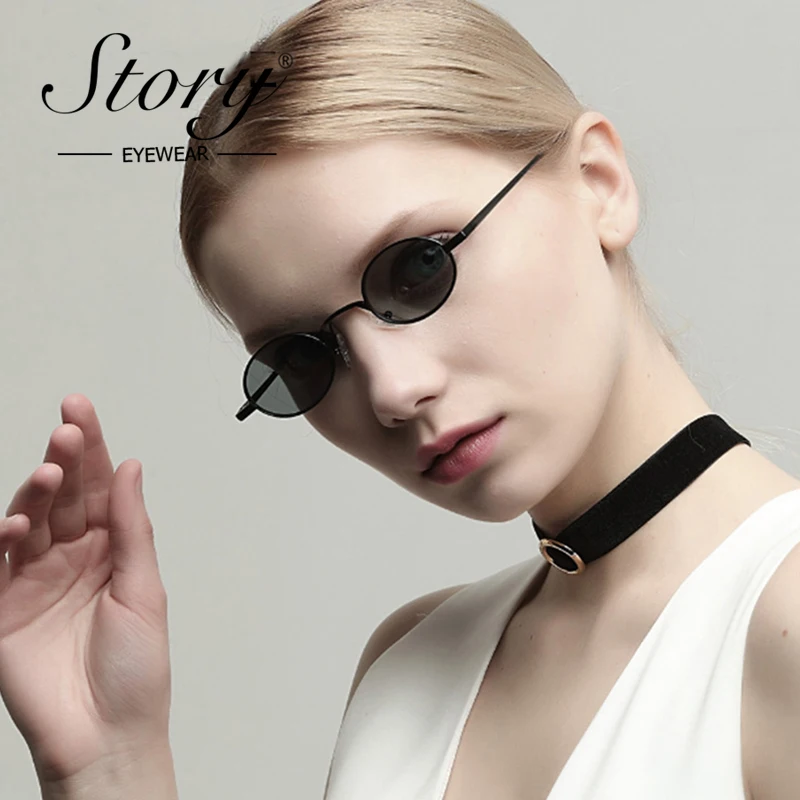 STORY 2018 Small Round Sunglasses Fashion Brand Designer Oval Sun Glasses Clear Yellow Lens Eyewear Shades For Women ST0315