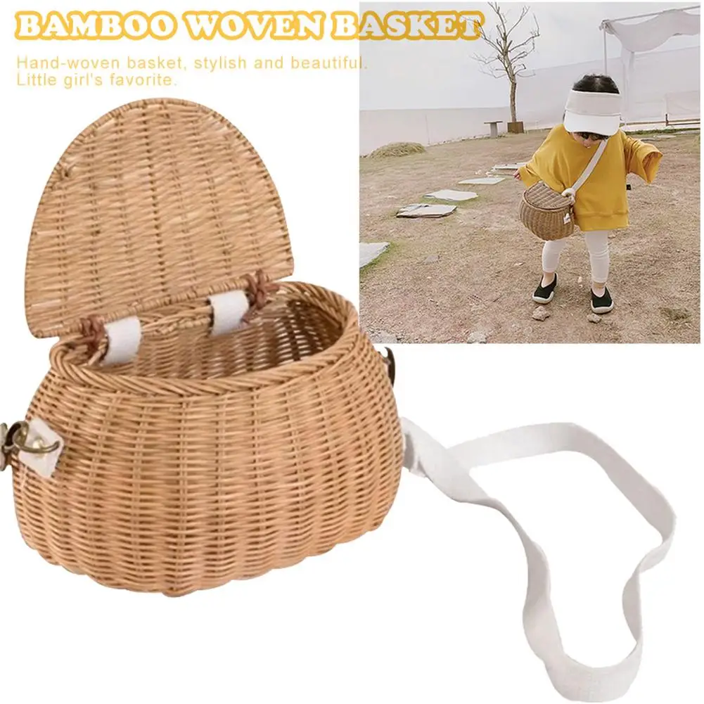 Mini Bike Basket Rattan Front Pannier Bag Practical Handmade Bamboo Woven Basket Bicycle Scooter Handlebar Storage Container