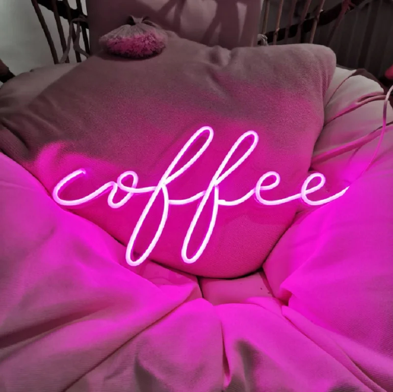 Neon Sign LED Coffee Light Wall Window Door Hanging Acrylic Beautiful Decoration Indoor Outdoor for Home Room Sale Shop