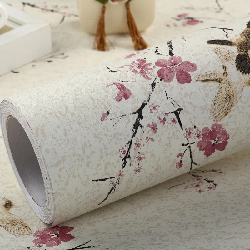 Vintage Self Adhesive Wallpapers Bird Floral Pattern Living Room Background Wall Stickers Furniture Decorative DIY Home Decor