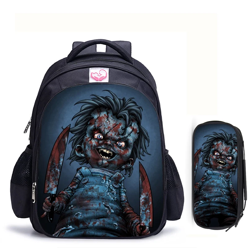 16 inch Horror Movie Child\'s Play Chucky Children Backpack Student Schoolbag Boys and Girls Shoulder Bags Orthopedic Mochila