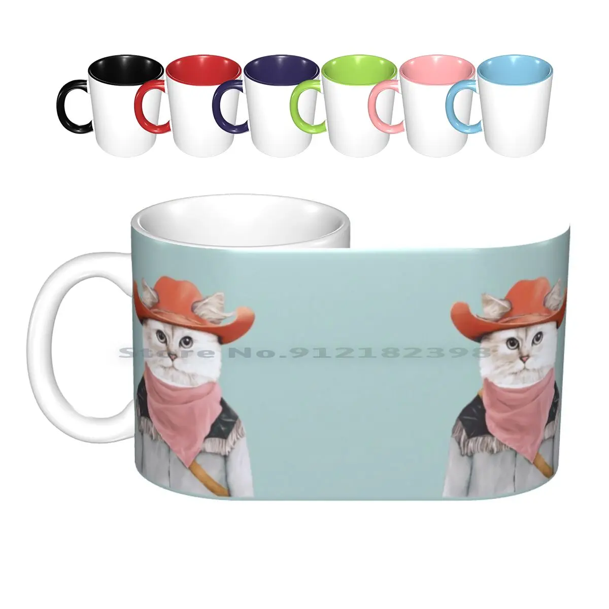 Rodeo Cat Ceramic Mugs Coffee Cups Milk Tea Mug Cowboys Cowboy Cat Rodeo Cat Rodeo Clown Funny Cat Funny Animals Animals In