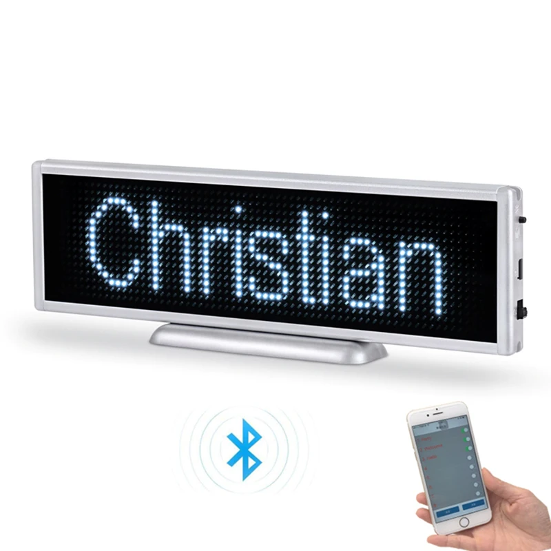 Bluetooth Rechargeable LED Display 16*64 Piksel 21 Cm 6 Cm Ukuran Portable Scrolling Layar LED Mobil Desktop atau Gantung LED Sign