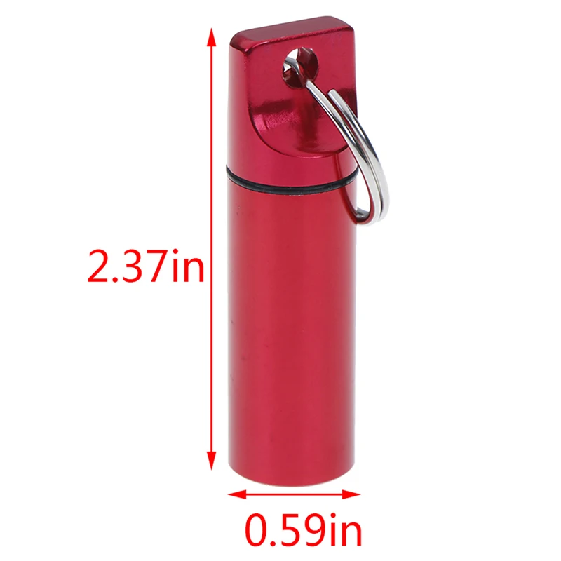 1pcs Waterproof Aluminum Pill Box Keychain Carabiner Medicine Case Container Bottle Holder Outdoor Pill Case PillBox