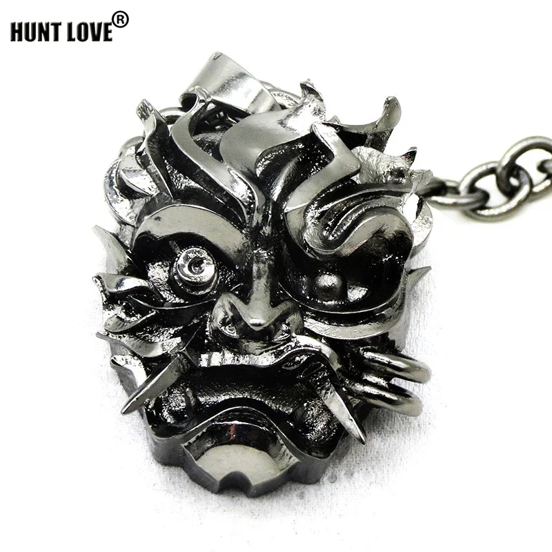 Samurai mask pendant wizard medallion necklace 32*25mm black punk Johnny Silverhand wild hunt games chains necklace NK0255