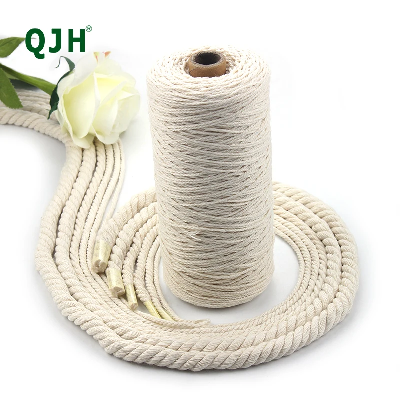 3MM / 4MM / 5MM / 6MM / 10MM 4 Strand Twisted 100% Cotton Woven Cotton Cord for home decoration DIY home textile accessories