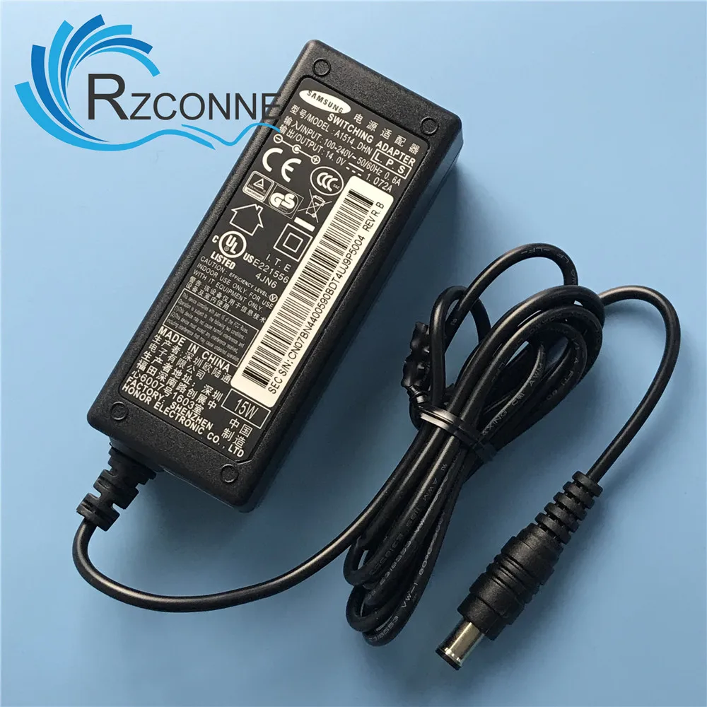 AC SWITCHING Adapter Power Supply Charger For Samsung A1514_DHN DSM BN44-00590A S19D300HY S19D300BY  14V 1.07A